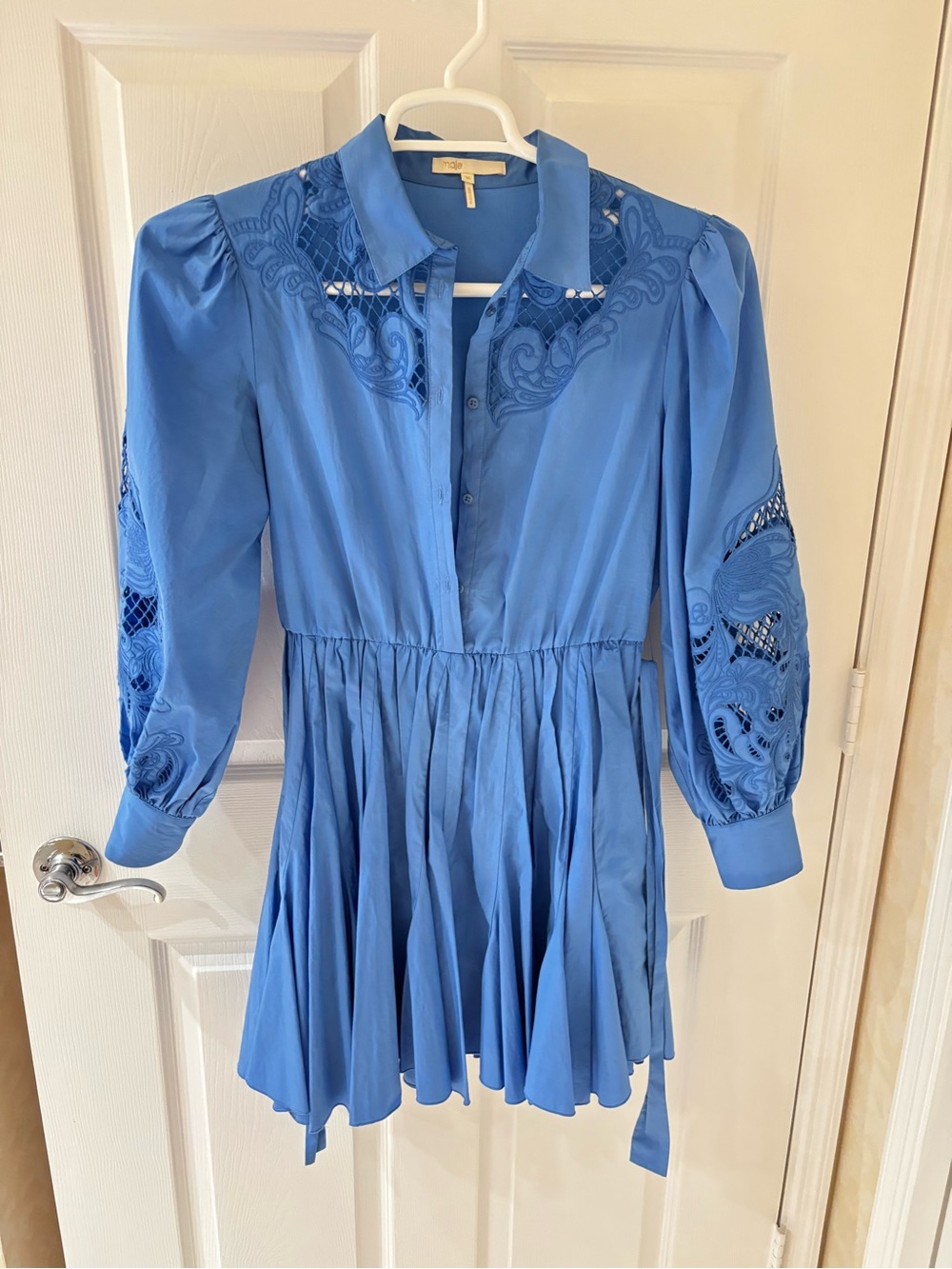 Maje Royal Blue Button-Front Dress
